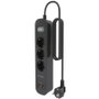 Aisens Regleta con Interruptor ASPS-2A2C11-BK con 3 Tomas de Corriente y 4 Puertos USB, Negro